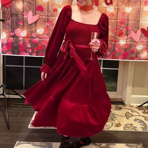 Red midi dress holiday